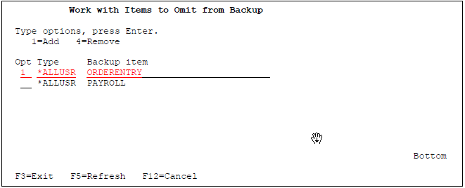 Work with Items to Omit from Backup
