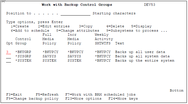 Work with Backup Control Groups