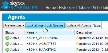 Lock all agent job queues